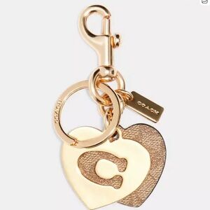 New Coach Tan/Brown Hearts Key Ring